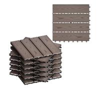WOLTU 11 x Pavimentazione Esterna WPC ad Incastro 30x30cm,Marrone | Piastrelle ad Incastro, Per Balcone/Giardino/Terrazza, in WPC, Legno Composito, 11 Pannelli / 1 m², Marrone