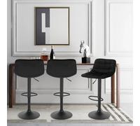 WOLTU 1PC Sgabello da bar in velluto con schienale Poggiapiedi Sedia girevole ad alta regolazione per colazione Bancone bar Isola della cucina