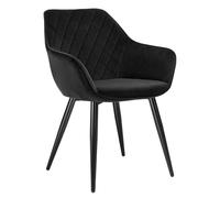 WOLTU 1x sedia cucina moderna poltroncina salotto Adatte per Sala da Pranzo, Soggiorno, Camera da Letto Estetica in Tessuto di velluto Nero Metallo BH153sz-1