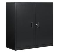 WOLTU Armadio per Archiviazione con Serratura, Armadio Multiuso | Ripiano Regolabile in Altezza, per Ufficio in Metallo, Nero, 90x40x92 cm