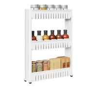 WOLTU Carrellino per Cucina Bagno Salvaspazio scaffale a 3 Ripiani con 4 Rotelle