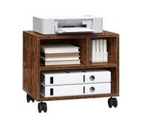 WOLTU Carrello Porta Stampante con 3 Scomparti Aperti, Mobiletto con Ruote | In Legno, per Documenti per Studio, Ufficio, 40x30x35 cm, Marrone Rustico