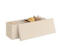 WOLTU Cassapanca Contenitore da Interno, Pouf Poggiapiedi Pieghevole, con Pannello Divisorio, Rivestimento in Tessuto Teddy, per Camera da Letto, Ingresso, Soggiorno, 110x38x38,5 cm, Beige