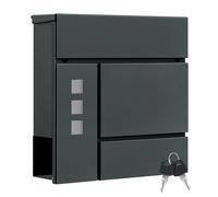 WOLTU Cassetta postale moderna antracite con porta giornali Finestra trasparente Etichetta con nome Cassetta postale da parete con serratura con 2 chiavi