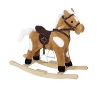 WOLTU Cavallo a Dondolo in Legno per Bambini, Cavalluccio in Peluche