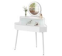 WOLTU Comò Vanity Toeletta ad angolo bianco con illuminazione a specchio Tavolo cosmetico per trucco a luminosità regolabile per camera da letto