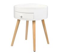 WOLTU Comodino rotondo Tavolino da tè Tavolino portaoggetti Comodino bianco per camera da letto Casa Soggiorno Tavolini Mobili
