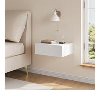 WOLTU Comodino Sospeso con Cassetto, 40x30x14 cm Bianco | Comodino Galleggiante, Mobile per Camera da Letto in Legno, Salvaspazio, Moderno