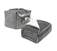 WOLTU Coperta Ponderata per Adulti, Coperta Appesantita Double Face in Flanella e Lana d'Agnello, 9 kg 150x200 cm, Coperta Pesata Terapeutica per il Sonno, con Perle di Vetro, Grigio