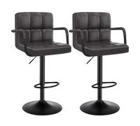 WOLTU Coppia Sgabelli da Bar PU Vintage Sedia per Cucina Girevole con Schienale Braccioli Antracite