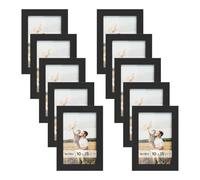 WOLTU Cornice per Foto 10x15 cm Set di 10 da Parete e Tavolo, Montaggio Verticale o Orizzontale, Cornice per Poster con Cornice in Legno e Pannello in Plastica, Nero