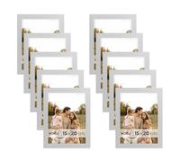 WOLTU Cornice per Foto 15x20 cm Set di 10 da Parete e Tavolo, Montaggio Verticale o Orizzontale, Cornice per Poster con Cornice in Legno e Pannello in Plastica, Argento