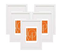 WOLTU Cornice per Foto 30x40 cm Set di 5 da Parete e Tavolo, Montaggio Verticale o Orizzontale, Cornice per Poster con Cornice in Legno e Pannello in Plastica, Bianco
