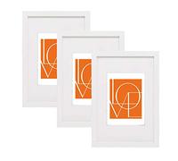 WOLTU Cornice per Foto 30x45 cm Set di 3 da Parete e Tavolo, Montaggio Verticale o Orizzontale, Cornice per Poster con Cornice in Legno e Pannello in Plastica, Bianco