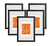 WOLTU Cornice per Foto 30x45 cm Set di 5 da Parete e Tavolo, Montaggio Verticale o Orizzontale, Cornice per Poster con Cornice in Legno e Pannello in Plastica, Nero