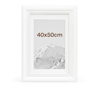WOLTU Cornice per Foto 40x50cm, Portafoto con Cornice in Legno Massello e Pannello in Plastica, da Parete e Tavolo, Collage Foto, Bianco