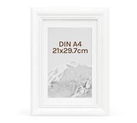 WOLTU Cornice per Foto A4 21x29,7 cm, Portafoto con Cornice in Legno Massello e Pannello in Plastica, da Parete e Tavolo, Collage Foto, Bianco