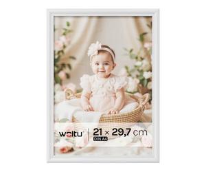 WOLTU Cornice per Foto A4 21x30cm Set di 10 da Parete e Tavolo, Portafoto con Cornice in Legno Massello e Pannello in Plastica, Collage Foto, Bianco
