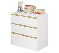 WOLTU Fasciatoio, Cassettiera con 3 Cassetti, Cambio Pannolini Senza Mal di Schiena, Guardaroba per Vestiti, 80x48x78cm, Bianco+Rovere