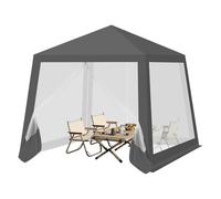 WOLTU Gazebo 3x3 Pieghevole Impermeabile, Pergolato da Giardino, Gazebo da Esterni, con Pareti Laterali a Zanzariera, per Campeggio, Feste, Grigio