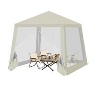 WOLTU Gazebo 3x3 Pieghevole Impermeabile, Pergolato da Giardino, Gazebo da Esterni, con Pareti Laterali a Zanzariera, per Campeggio, Feste, Beige
