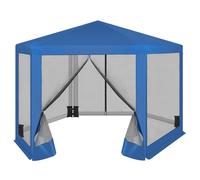 WOLTU Gazebo da Esterni, Pergolato da Giardino, Gazebo Pieghevole e Impermeabile con Pareti Laterali a Zanzariera, Esagonale, per Campeggio, Feste, 3,8x3,3m, Set di 4 Sacchi di Sabbia, Blu