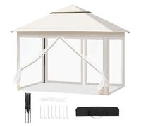 WOLTU Gazebo da Giardino per Esterni, Gazebo 3x3 Pieghevole Impermeabile, con Zanzariera Rimovibile, Doppio Tetto, Borsa per Trasporto, Resistente ai Raggi UV, Beige