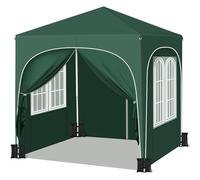 WOLTU Gazebo da Giardino Richiudibile 2x2m con Pannelli Laterali,Gazebo da Esterno in Ferro Regolabile in Altezza Tendone con Soffitto Semicircolare Pieghevole,Set di 4 Sacchi di Sabbia,Verde