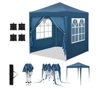 WOLTU Gazebo da Giardino Richiudibile 2x2m Gazebo da Esterno in Ferro Regolabile in Altezza Tendone Pieghevole con Telo Idrorepellente,Set di 4 Sacchi di Sabbia, Facile da Montare Blu