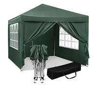 WOLTU Gazebo da Giardino Richiudibile 3x3m Gazebo da Esterno Ferro Regolabile in Altezza Tendone Pieghevole con Telo Impermeabile, Protezione Solare, Facile Montare Verde