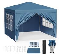 WOLTU Gazebo da Giardino Richiudibile 3x3m Gazebo da Esterno Ferro Regolabile in Altezza Tendone Pieghevole con Telo Idrorepellente, Protezione Solare, Facile Montare Blu