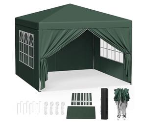 WOLTU Gazebo da Giardino Richiudibile 3x3m Gazebo da Esterno Ferro Regolabile in Altezza Tendone Pieghevole con Telo Idrorepellente, Protezione Solare, Facile Montare Verde