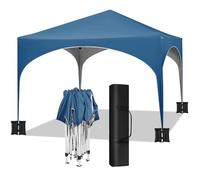 WOLTU Gazebo da Giardino Richiudibile 3x3m Gazebo da Esterno in Ferro Regolabile in Altezza Tendone con Soffitto Semicircolare Pieghevole Protezione Solare,Set di 4 Sacchi di Sabbia,Blu