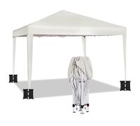 WOLTU Gazebo da Giardino Richiudibile 3x3m Gazebo da Esterno in Ferro Regolabile in Altezza Tendone Pieghevole con Set di 4 Sacchi di Sabbia, Facile da Montare Beige