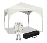 WOLTU Gazebo da Giardino Richiudibile 3x3m Gazebo Esterno in Ferro Regolabile in Altezza Tendone con Soffitto Semicircolare Pieghevole Protezione Solare, Tende per eventi Facile da Montare Beige