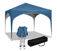 WOLTU Gazebo da Giardino Richiudibile 3x3m Gazebo Esterno in Ferro Regolabile in Altezza Tendone con Soffitto Semicircolare Pieghevole Protezione Solare, Tende per eventi Facile da Montare Blu
