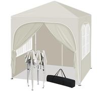 WOLTU Gazebo Pieghevole 2x2m con 4 Pareti Rimovibili - Protezione Solare UPF 50+, Struttura Metallica Anti-Vento, 3 Regolazioni Altezza, Tendone da Giardino/Campeggio/Spiaggia - Beige