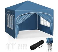WOLTU Gazebo Pieghevole da Giardino, Gazebo Idrorepellente Pop Up da 3x3m Pannelli Laterali, Tendone Esterno, Altezza Regolabile, Protezione UV, con Custodia,Blu