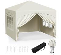 WOLTU Gazebo Pieghevole da Giardino, Gazebo Idrorepellente Pop Up da 3x3m Pannelli Laterali, Tendone Esterno, Altezza Regolabile, Protezione UV, con Custodia Beige