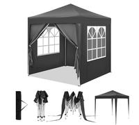 WOLTU Gazebo Pieghevole da Giardino, Gazebo Impermeabile Pop Up da 2x2m con Pannelli Laterali, Tendone Esterno, Altezza Regolabile, Protezione UV, con Custodia, Antracite