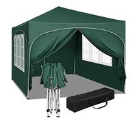 WOLTU Gazebo Pieghevole da Giardino, Gazebo Impermeabile Pop Up da 3x3m Pannelli Laterali, Tendone Esterno, Altezza Regolabile, Protezione UV, con Custodia Verde