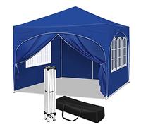 WOLTU Gazebo Pieghevole da Giardino, Gazebo Impermeabile Pop Up da 3x3m Pannelli Laterali, Tendone Esterno, Altezza Regolabile, Protezione UV, con Custodia,Blu