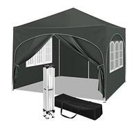 WOLTU Gazebo Pieghevole da Giardino, Gazebo Impermeabile Pop Up da 3x3m Pannelli Laterali, Tendone Esterno, Altezza Regolabile, Protezione UV, con Custodia Grigio