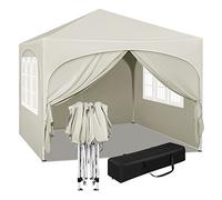 WOLTU Gazebo Pieghevole da Giardino, Gazebo Impermeabile Pop Up da 3x3m Pannelli Laterali, Tendone Esterno, Altezza Regolabile, Protezione UV, con Custodia Beige