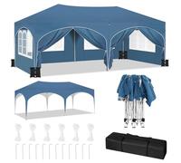 WOLTU Gazebo Pieghevole da Giardino, Gazebo Impermeabile Pop Up da 3x6m con Pannelli Laterali, Tendone da Esterno, Altezza Regolabile,Set di 4 Sacchi di Sabbia,con Custodia Blu