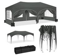 WOLTU Gazebo Pieghevole da Giardino, Gazebo Impermeabile Pop Up da 3x6m con Pannelli Laterali, Tendone da Esterno, Altezza Regolabile,Set di 4 Sacchi di Sabbia,con Custodia Grigio
