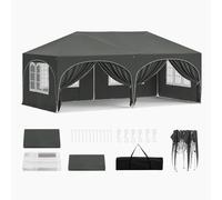 WOLTU Gazebo Pieghevole da Giardino, Gazebo Impermeabile Pop Up da 3x6m Pannelli Laterali, Tendone Esterno, Altezza Regolabile, Protezione UV, con Custodia Grigio
