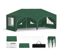 WOLTU Gazebo Pieghevole da Giardino, Gazebo Impermeabile Pop Up da 3x6m Pannelli Laterali, Tendone Esterno, Altezza Regolabile, Protezione UV, con Custodia Verde