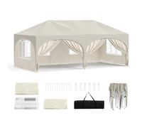 WOLTU Gazebo Pieghevole richiudibile Pop Up 3x6m Pannelli Laterali Beige
