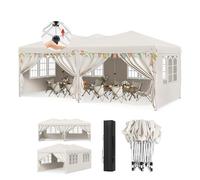 WOLTU Gazebo richiudibile 3x6m Tendone da Giardino con 6 pareti Beige | UPF 50+ UV, impermeabile, altezza regolabile, stabile, 6 pareti, Giardino